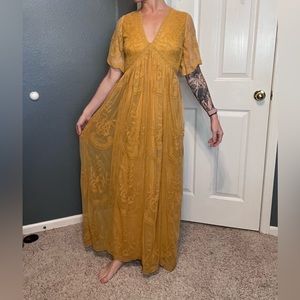 Boho lace v-neck dress